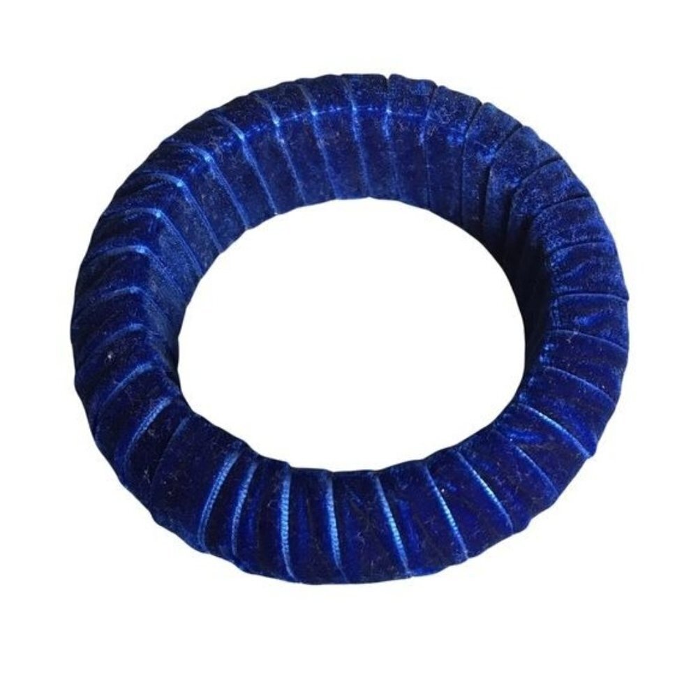 Blue Velvet Ribbed Cuff Bracelet